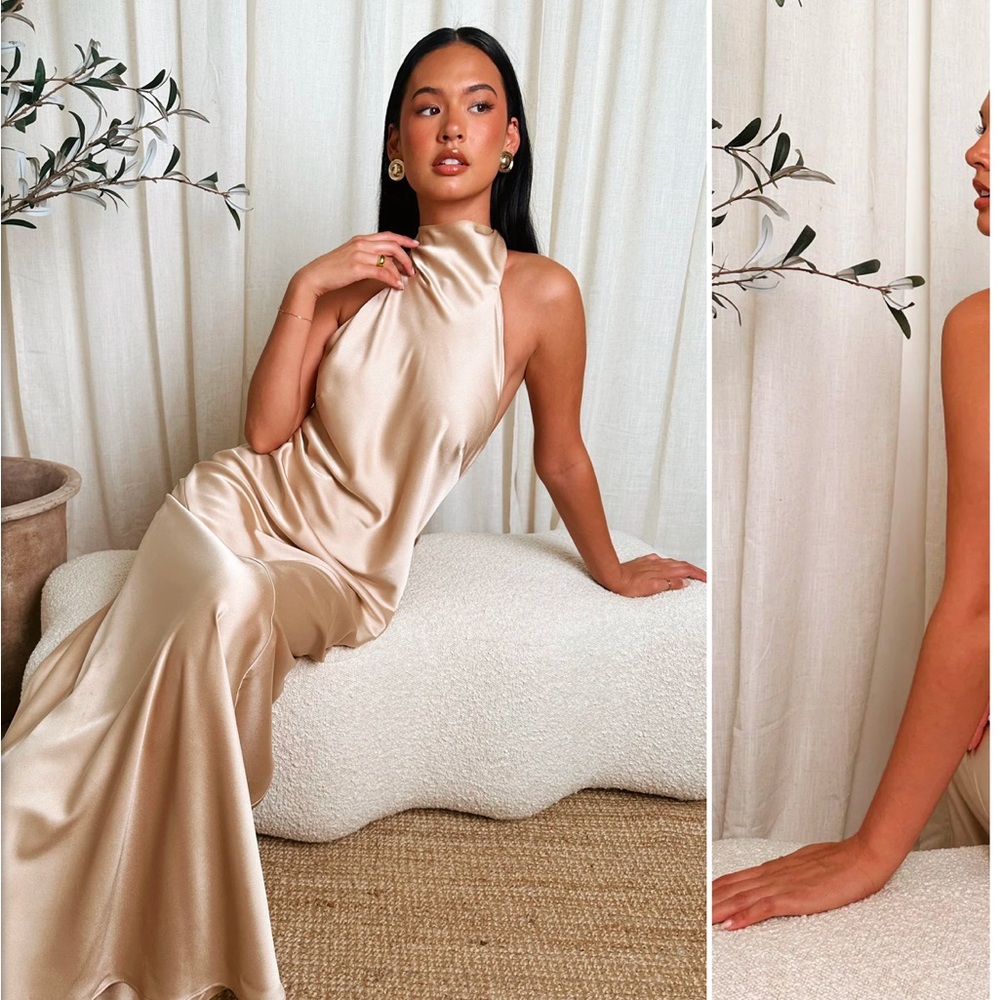 Lisa Maxi Dress Champagne Luxe Satin
